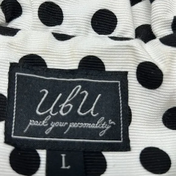UBU Women's Black & White Polkadot Zip Top/Jacket/Blazer Size Large - Picture 10 of 15